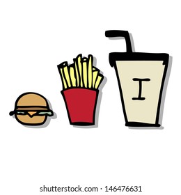 Illustration of hand drawn fast food icons