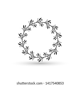 illustration of hand drawn floral wreath.