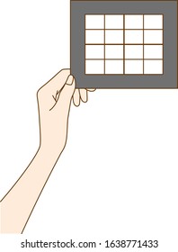 Illustration with hand drawn frame of beautiful Japanese woman, drawn in vector