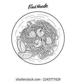 Illustration Hand Drawn Fried Noodle