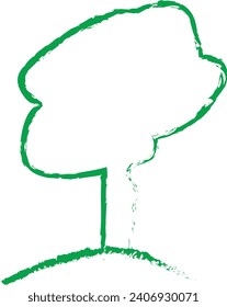 An illustration of hand drawn green tree