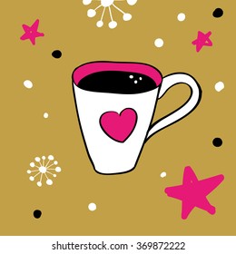 Illustration of hand drawn heart shape in the bucket