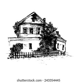 Illustration of hand drawn house. Vector