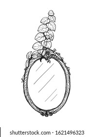 Illustration hand drawn Interior mirror vintage style in bathroom vector eps10.