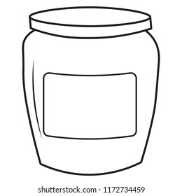 Illustration of a Hand drawn jam jelly jar mayonnaise butter blank empty bottle label template write your logo text