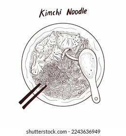 Illustration Hand Drawn Kimchi Noodle