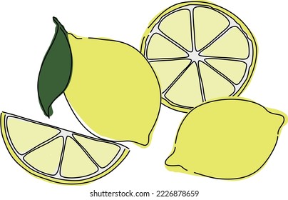 Illustration of hand drawn lemon