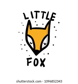 Illustration of hand drawn little fox head 