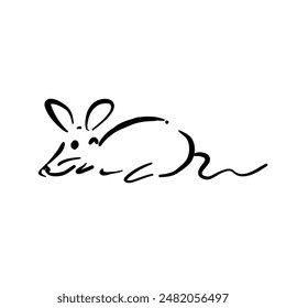 Illustration hand drawn, Minimal Mouse lines for artwork,logo, outline.
