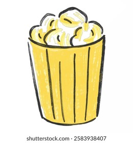 Illustration of Hand Drawn Popcorn for Cinema and Snack Themed Designs Perfect for Movie nights, concession stands, snack branding, cinema themes