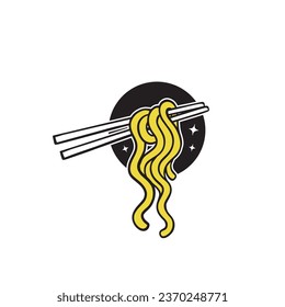 illustration hand drawn ramen noodle, pasta logo template