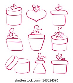 Illustration hand drawn set gift boxes for your anniversary - vector