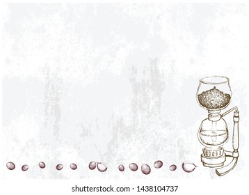 Illustration Hand Drawn Sketch of Vacuum Coffee Maker or Syphon Coffeemaker. An Appliance Used to Brew Coffee.