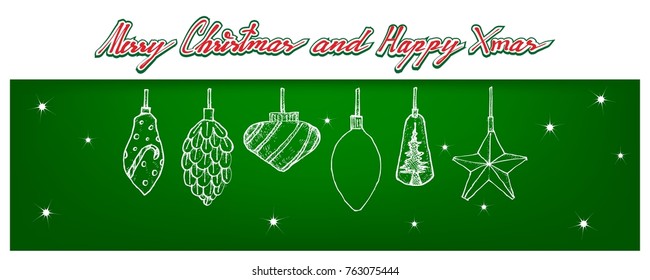 Illustration Hand Drawn Sketch of Various Style of Lovely Christmas Lights Hanging on The Air, One of The Most Often Seen Symbols of Christmas. 