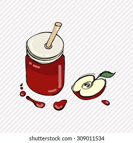 Illustration of hand drawn smoothie jar. Vector illustration.