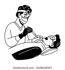 ilustração Um estilo desenhado à mão ilustração de cirurgia dentária
