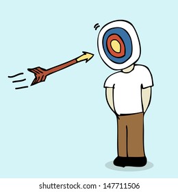 Illustration of hand drawn target head customer