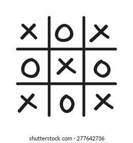 Illustration of hand drawn tic-tac-toe game isolated on white background