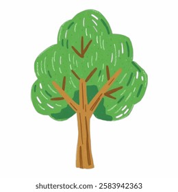 Illustration of a Hand Drawn Tree for Nature and Environmental Designs Perfect for Ecobranding, outdoor nature designs, environmental projects