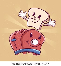 illustration hand drawn trendy cartoon element retro style
