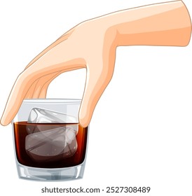 Illustration of a hand with a drink glass