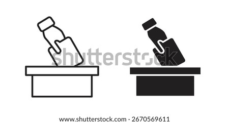 Illustration of a hand dropping a ballot into a ballot box. Simple line art and solid black versions included.