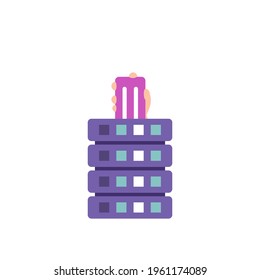 illustration of a hand entering data into a database or storage space. the concept of data entry, server information manager. flat style. vector illustration design