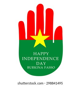 illustration of a Hand fill with Burkina Faso Flag color for Burkina Faso Independence Day.