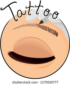 Illustration of a Hand Filling in Tattoo in Eyebrow Icon