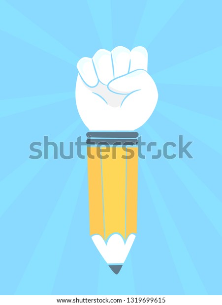 Illustration Hand Fist Other End Pencil Stock Vector Royalty Free 1319699615
