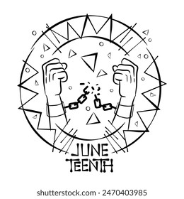 An illustration of hand fist up with ribbon to celebrate freedom juneteenth. Celebrated annually on June 19