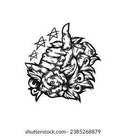 Mano de ilustración con vector de diseño floral