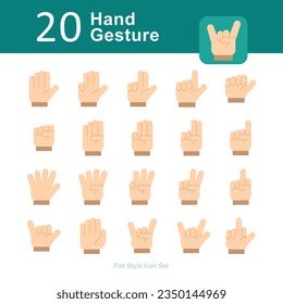 Illustration of Hand Gesture Collection design Flat Icon. Hand Gesture Flat Icon Pack. Set of Hand Gesture Flat Icon