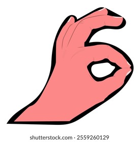 illustration of hand gesture showing 'okay' sign, ideal for use in branding, social media, advertising or educational materials. isolated on white background