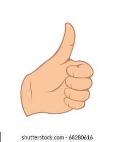 Illustration hand gesture with thumb up isolated on white - vector
