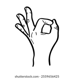 illustration of a Hand gestures indicate okay or yes. vector 