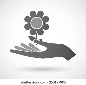 Illustration Of A Hand Giving A Flower
