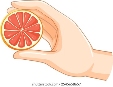 Illustration of a hand with grapefruit slice