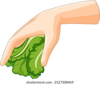 Ilustración de una mano agarrando la lechuga de hoja