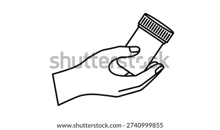 Illustration of a hand grasping a small container with a screw top.