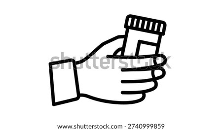 An illustration of a hand grasping a small jar with a screw top.
