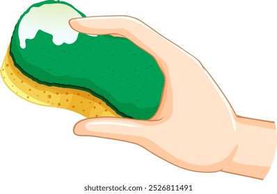 Illustration of a hand gripping a sponge