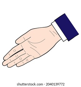  Illustration of a hand held out for a handshake(white background, vector, cut out)