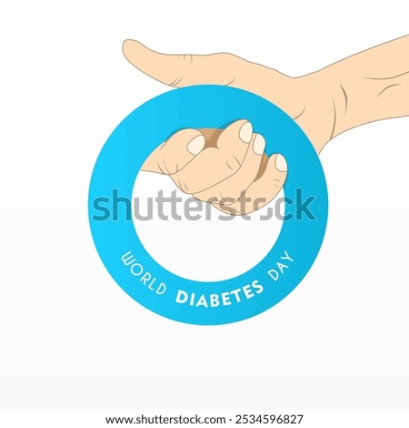 illustration of a hand holding a blue ring, suitable for World Diabetes Day poster