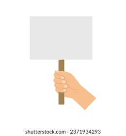Illustration of hand holding board in flat style.