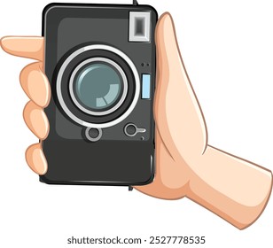 Illustration of a hand holding a camera