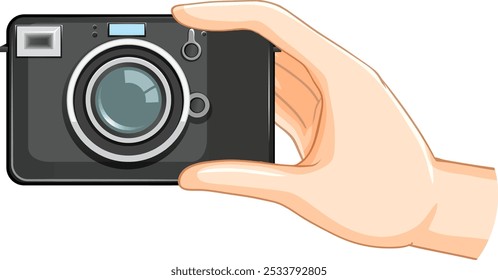 Illustration of a hand holding a camera