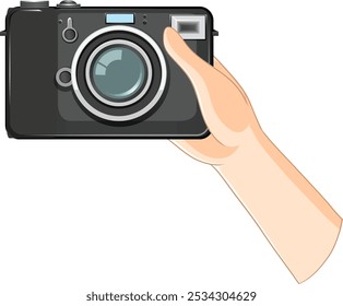 Illustration of a hand holding a camera