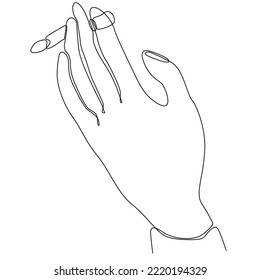 
illustration of a hand holding a cigarette. Continuous line vector.