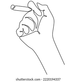 
illustration of a hand holding a cigarette. Continuous line vector.